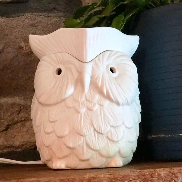 Scentsy Accents Wax Warmer Whoot White Glowing Owl Plugin Poshmark